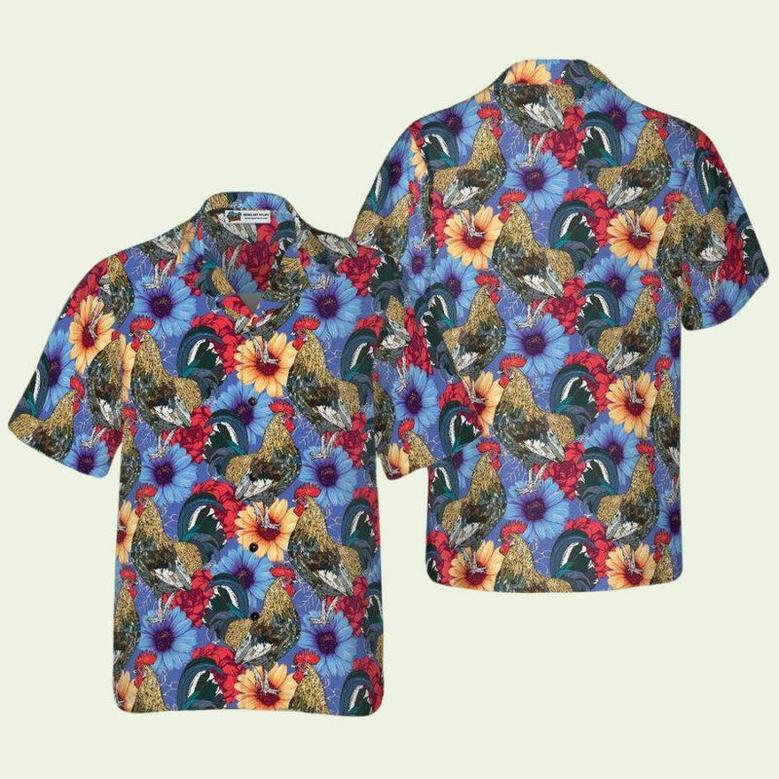 Floral Rooster Hawaiian Shirt