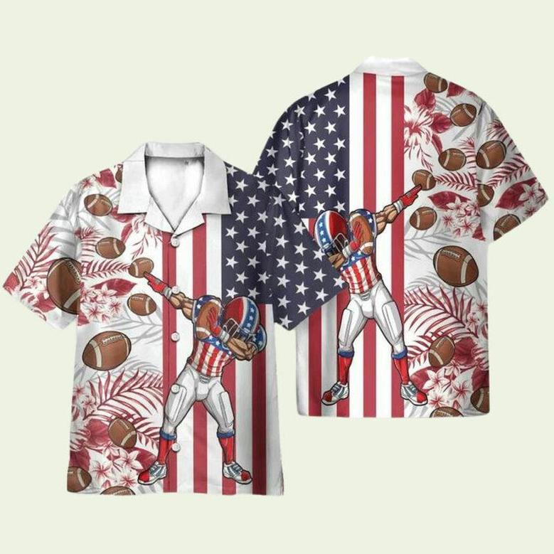 Football July America Independence Day America Flag Pattern Hawaiian Shirt