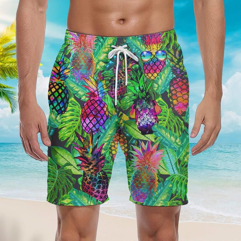 Fresh Fruit Pineapple Peace Life Colorful Beach Shorts For Men