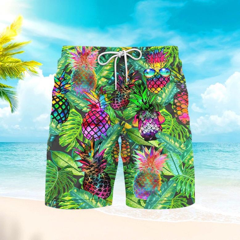 Fresh Fruit Pineapple Peace Life Colorful Beach Shorts For Men