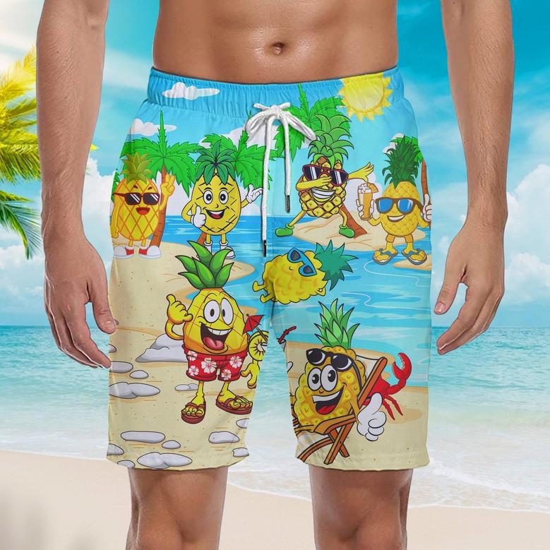 Funny Fruit Pineapple Love Summer Tropical Palm Beach Shorts For Men