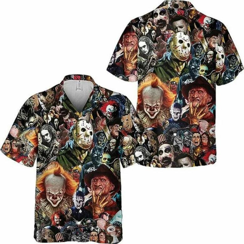 Funny Horror Halloween Tropical Flower Beach Hawaiian Shirt