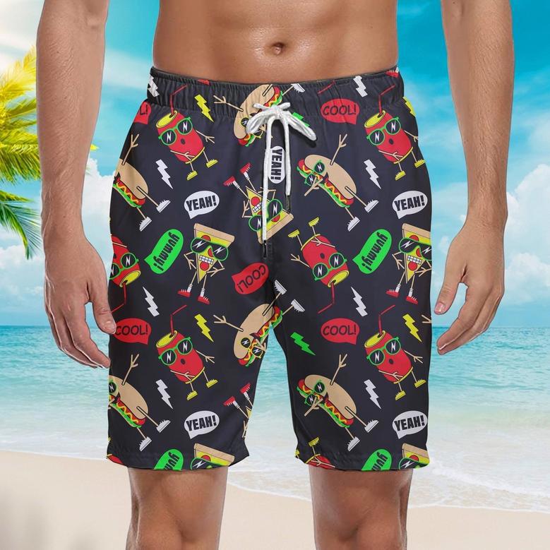 Funny Hot Dog Slice Pizza Beach Shorts For Men