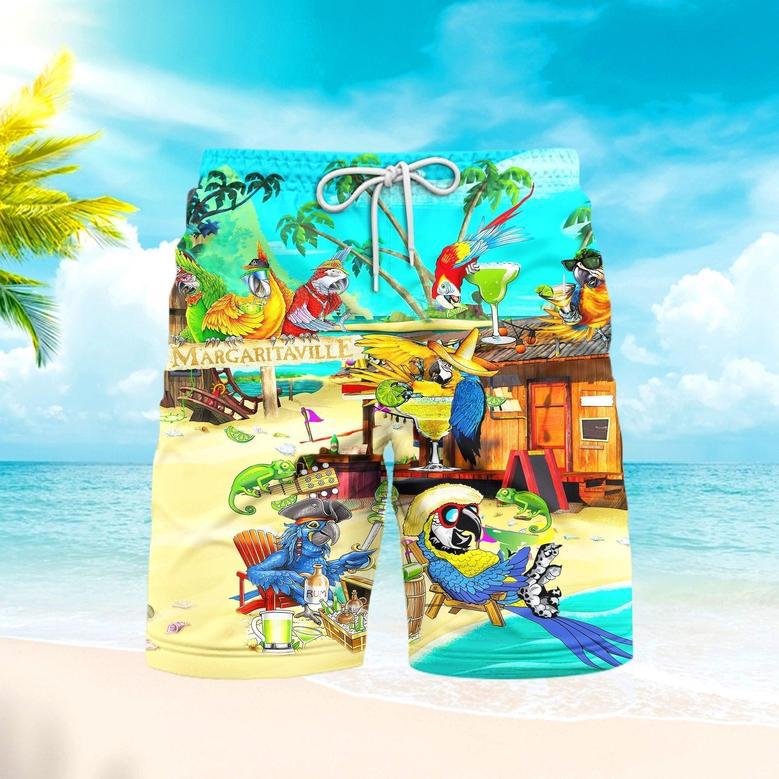 Funny Parrot In Summer Beach Beach Shorts For Men