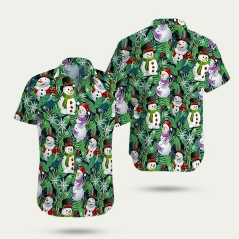 Funny Snowman Christmas Green Hawaiian Shirt