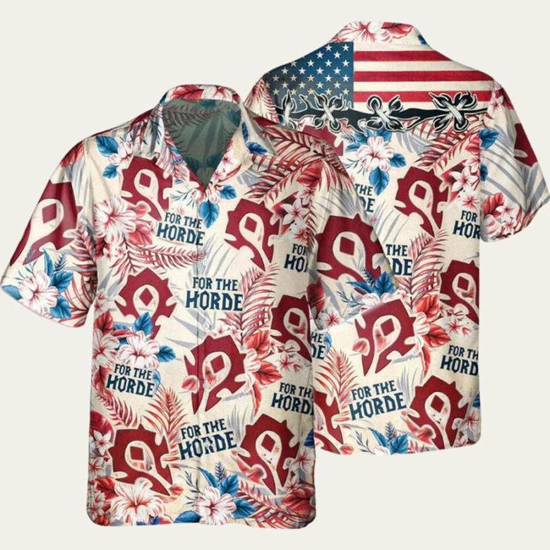 Funny World Of Warcraft Horde American Flag Hawaiian Shirt