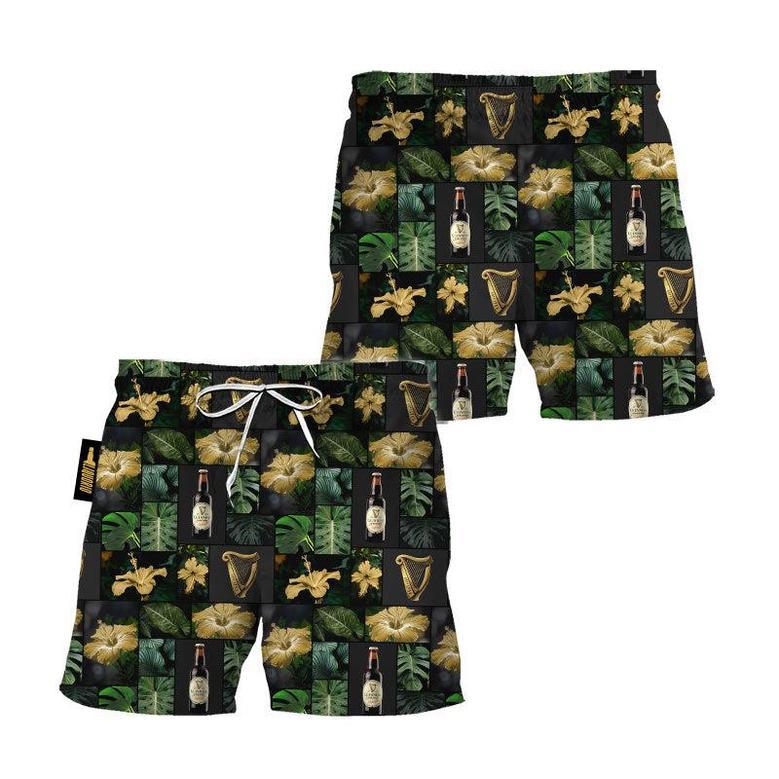 Guinness Hibiscus Flower Swim Trunks