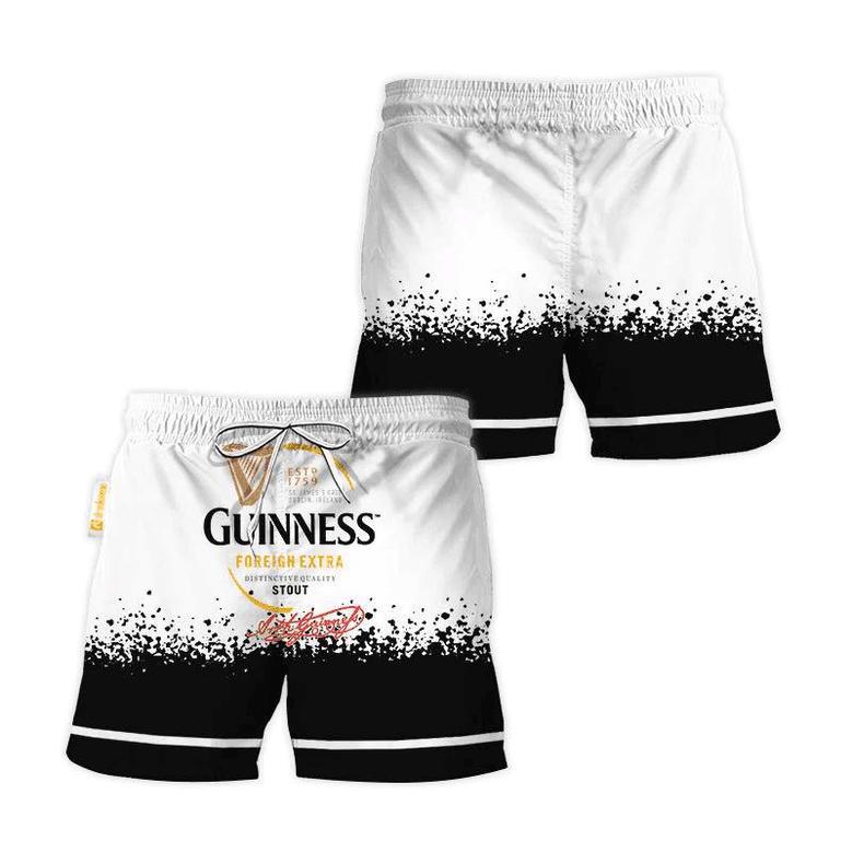 Guinness White Black Basic Swim Trunks