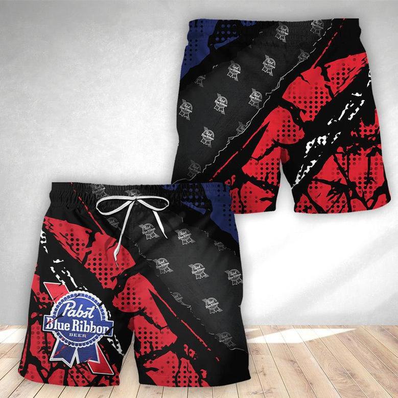 Halftone Pabst Blue Ribbon Swim Trunks