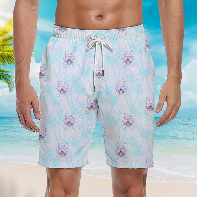 Happy Bull Dog With Tropical Beach Shorts For Men