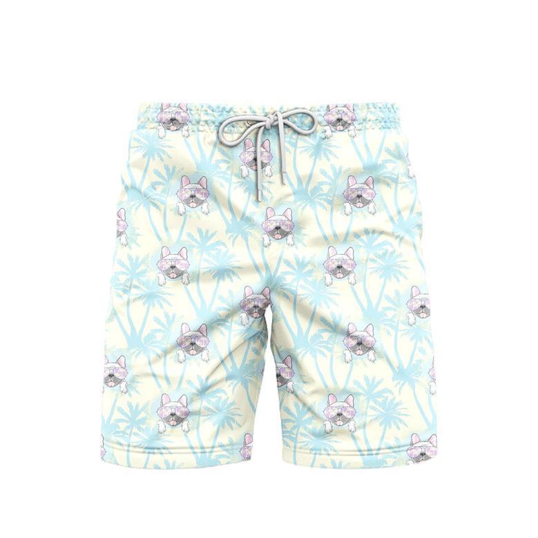 Happy Bull Dog With Tropical Beach Shorts For Men