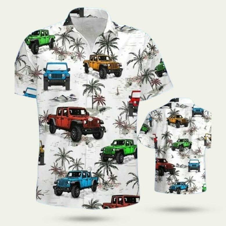 Hawaii Jeep Coconut White Pattern Hawaiian Shirt