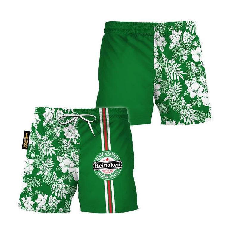 Heineken Flower Stripe Swim Trunks