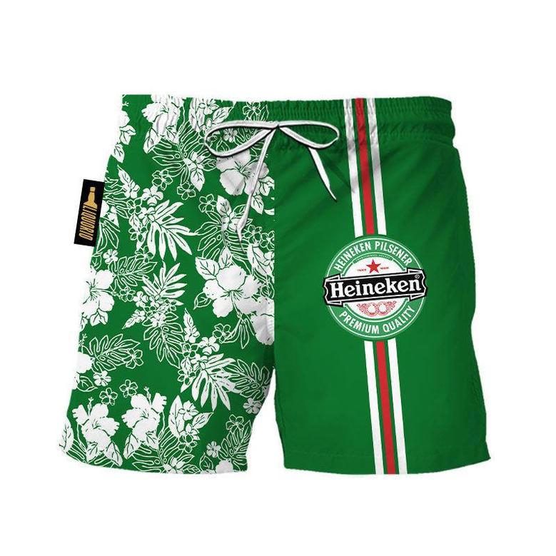 Heineken Flower Stripe Swim Trunks