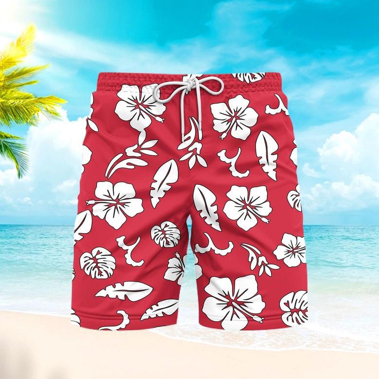 Hibicus Flowers Pattern Beach Shorts For Men