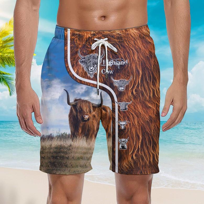 Highland Cattle Cow Swim Trunks With Mesh Lining For Men