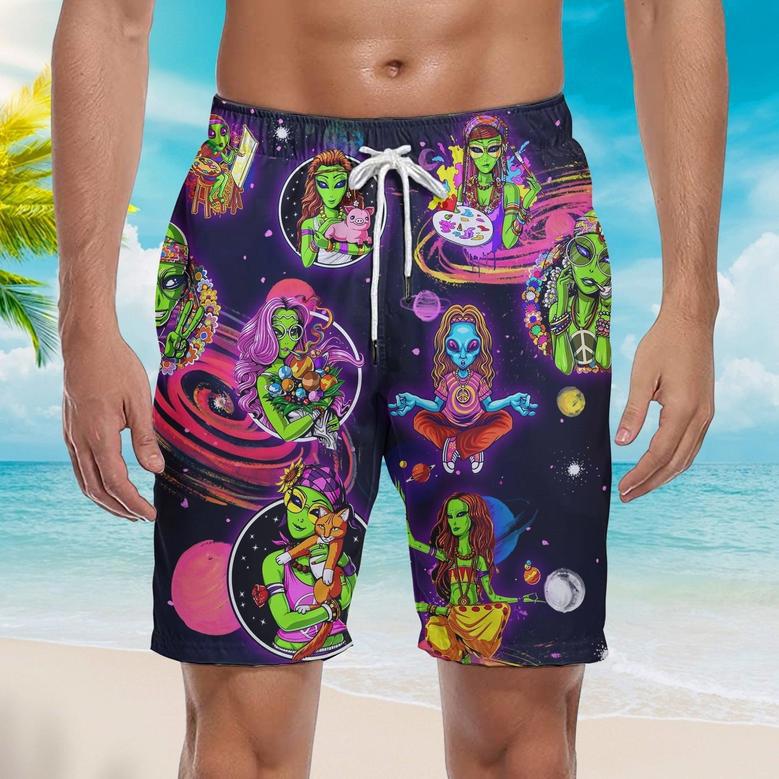 Hippie Alien Universe Beach Shorts For Men