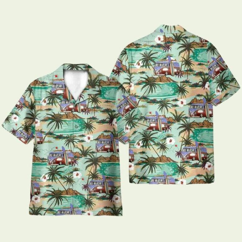 Hippie Campervans Caravan Beach Hawaiian Shirt