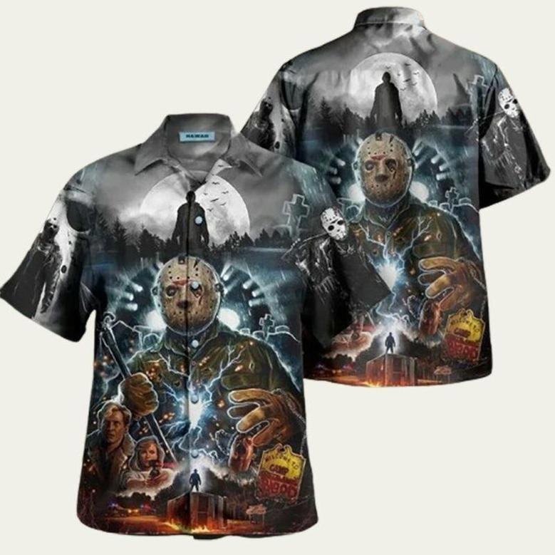 Horror Movie Characters Jason Voorhees Killer Hawaiian Shirt