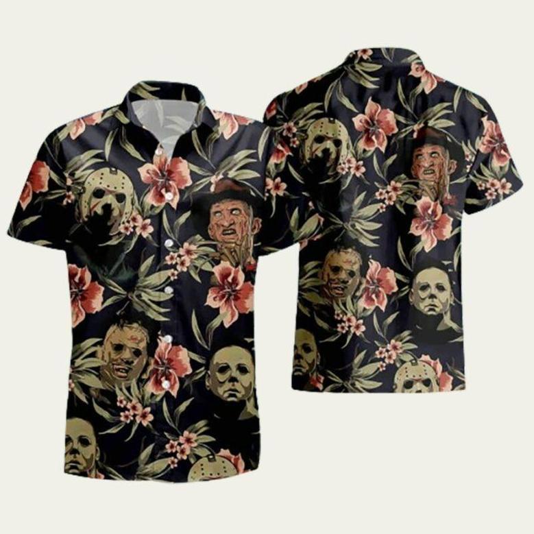 Horror Movies Characters Jason Voorhees Freddy Hawaiian Shirt