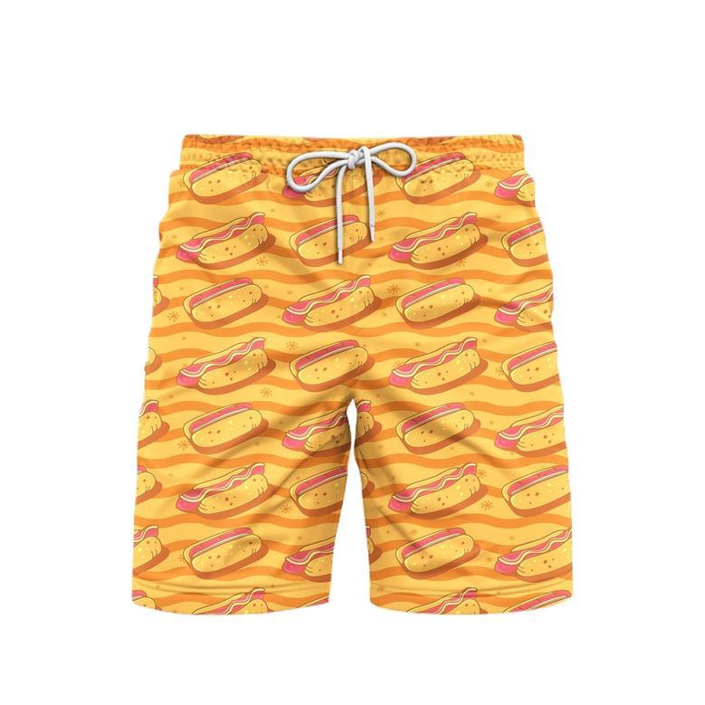 Hot Dogs Seamless Art Beach Shorts For Men