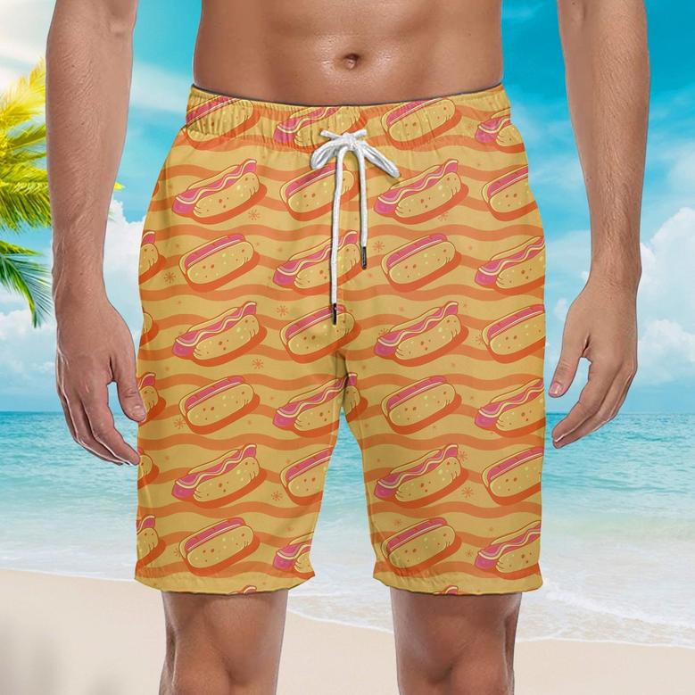 Hot Dogs Seamless Art Beach Shorts For Men