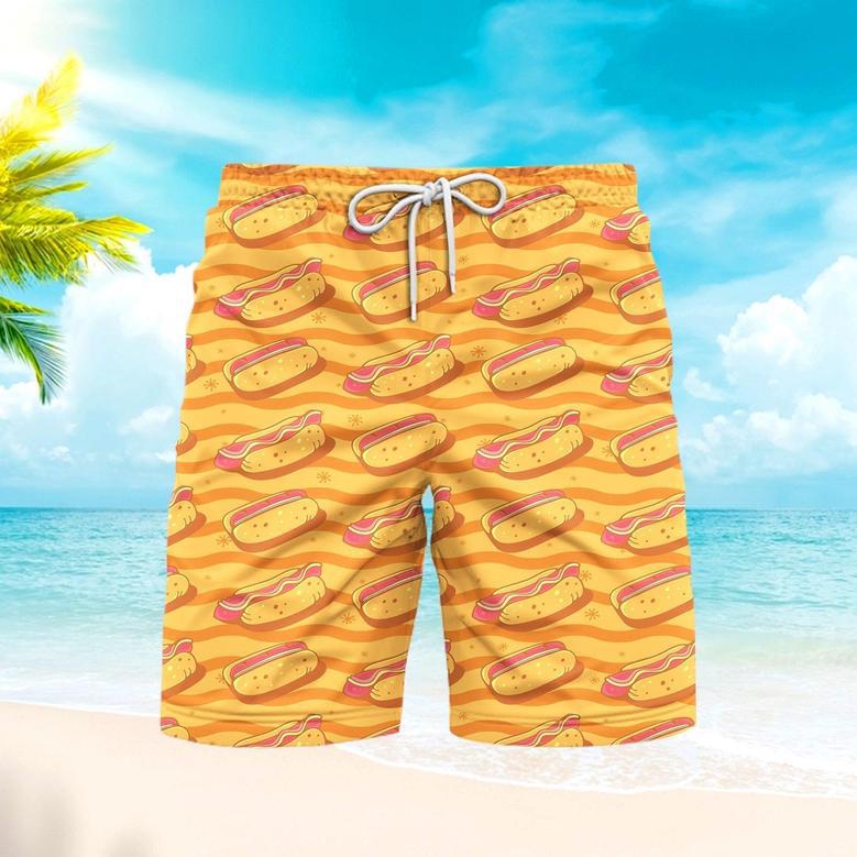 Hot Dogs Seamless Art Beach Shorts For Men