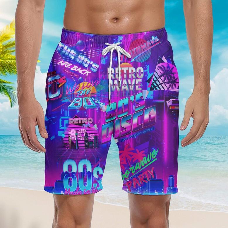 I love s Music Party Colorful Neon Lights Beach Shorts For Men