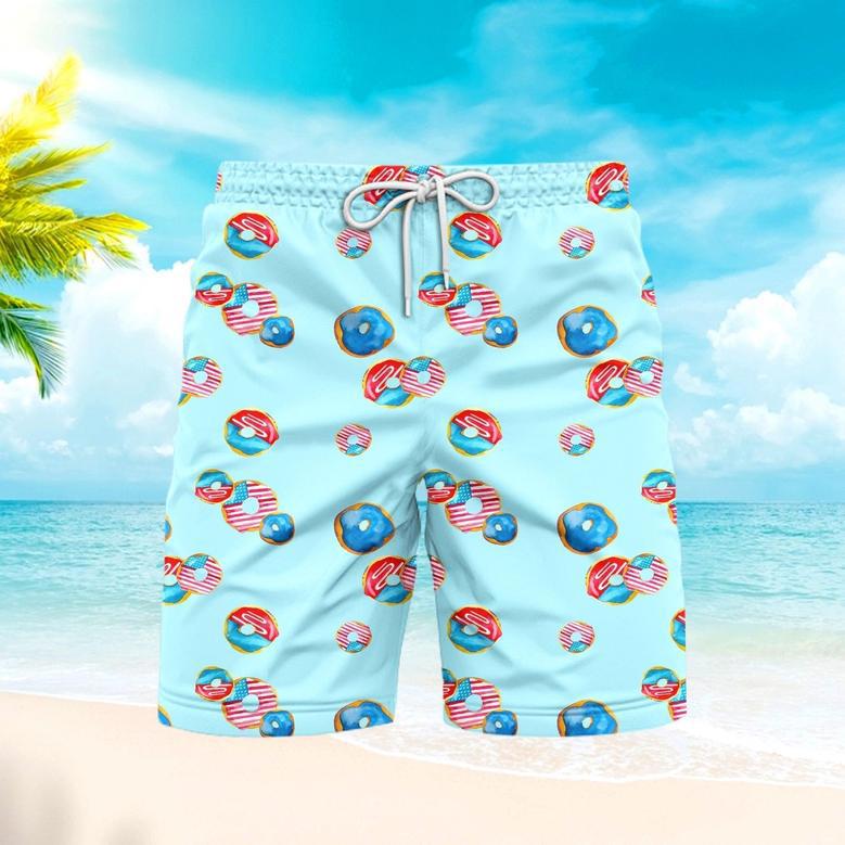 Independence Day Of July Outfit Donuts Patriotic Beach Shorts For Men