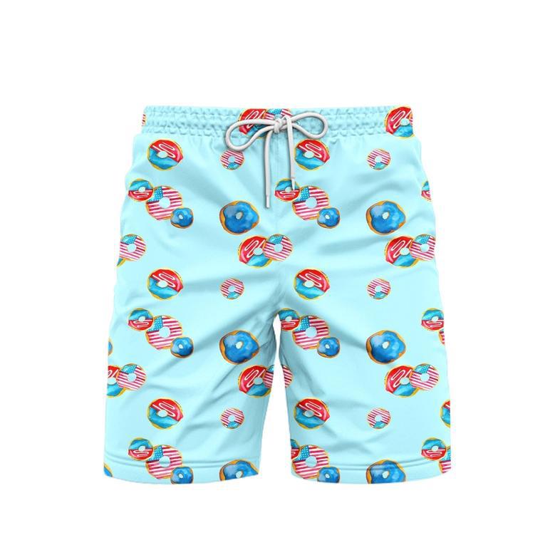 Independence Day Of July Outfit Donuts Patriotic Beach Shorts For Men