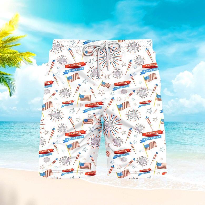 Independence Day Of July US Pattern Patriotic Beach Shorts For Men