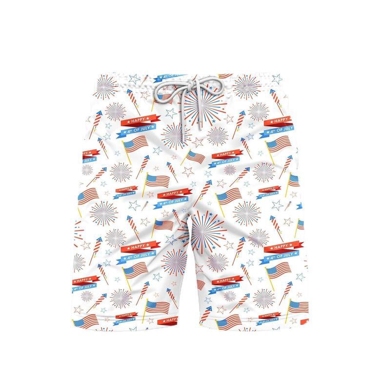 Independence Day Of July US Pattern Patriotic Beach Shorts For Men