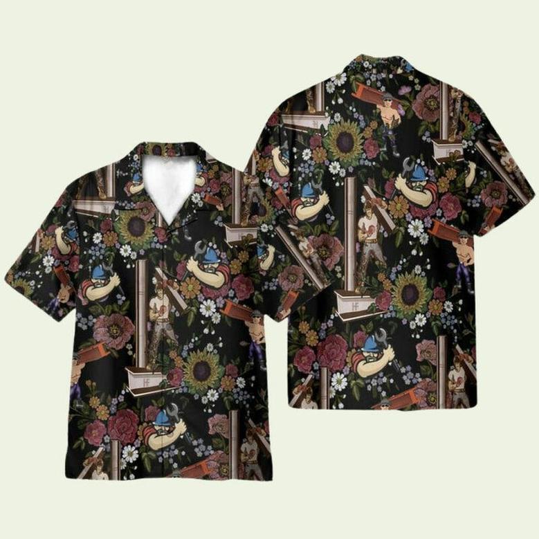 Ironworker Tropical Flowers Pattern Hawaiian Shirt