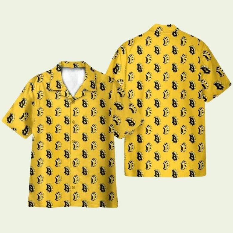 Isometric Bitcoin Cryptocurrency Hawaiian Shirt