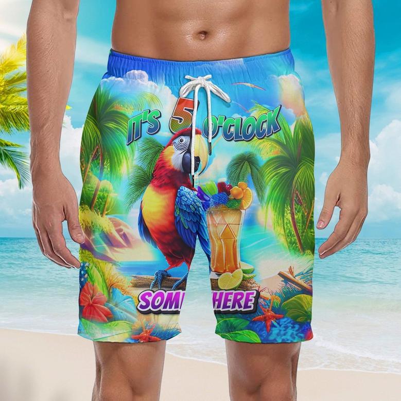 It's 5 O'Clock Somewhere Parrot Beach Shorts For Men