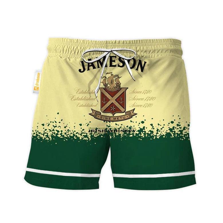 Jameson Beige Green Basic Swim Trunks