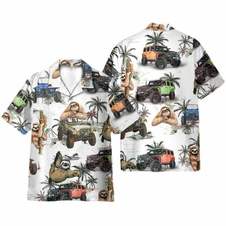 Jeep Car And Sloth Ocean Hawaiian Shirt