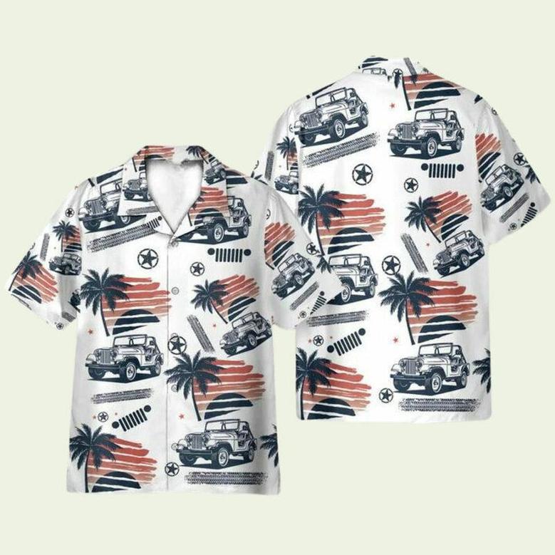 Jeep Car Beach Tropical Hawaiian Shirt