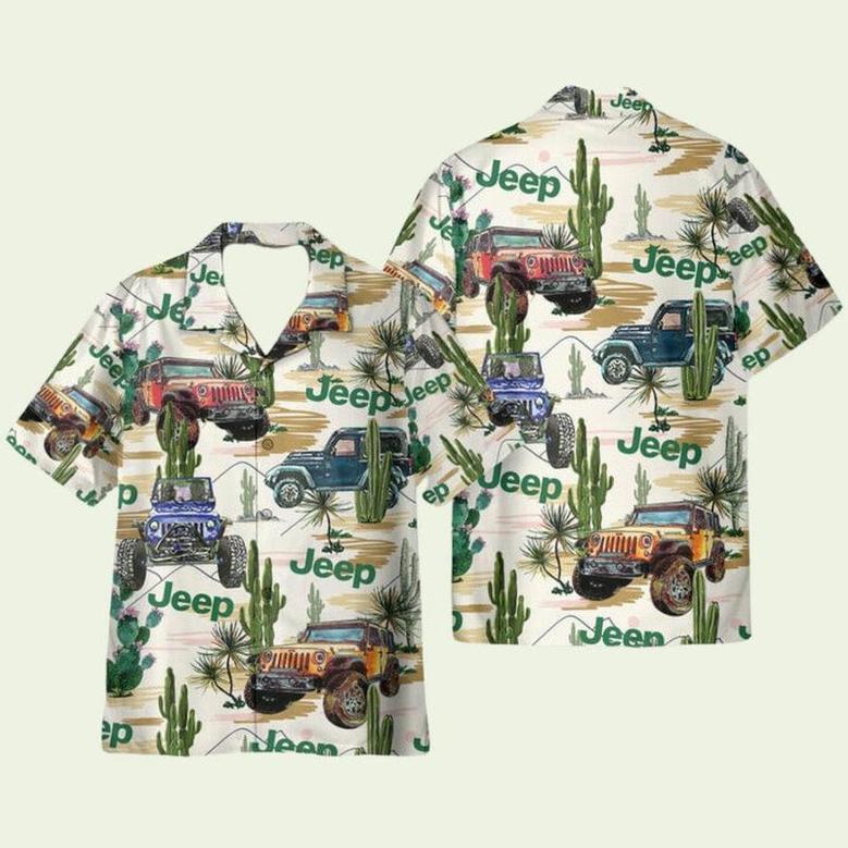 Jeep Cars In Cactus Desert Hawaiian Shirt