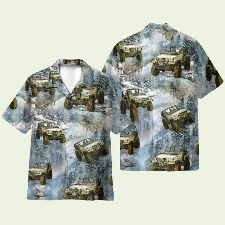 Jeep Cars In The Forest Hawaiian Shirt