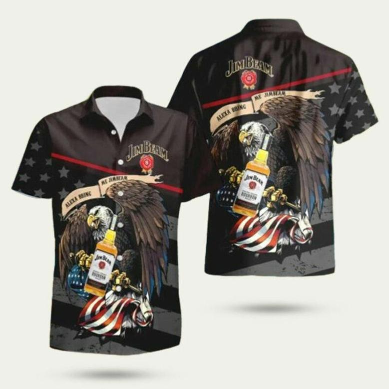 Jim Beam Eagle American Flag Hawaiian Shirt