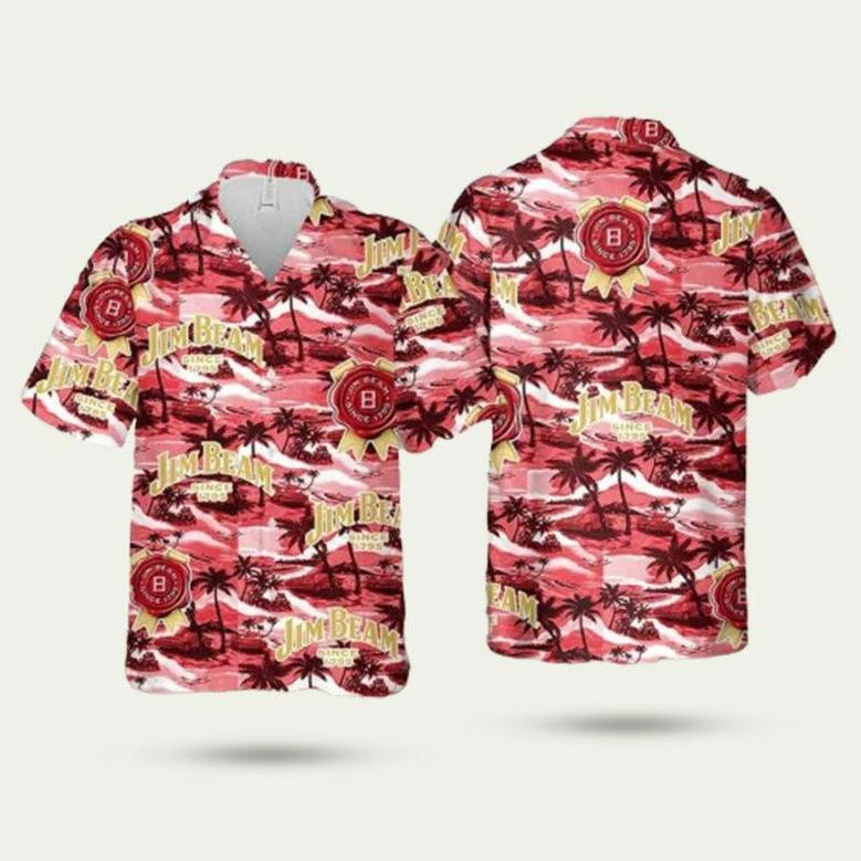 Jim Beam Sea Island Pattern Hawaiian Shirt