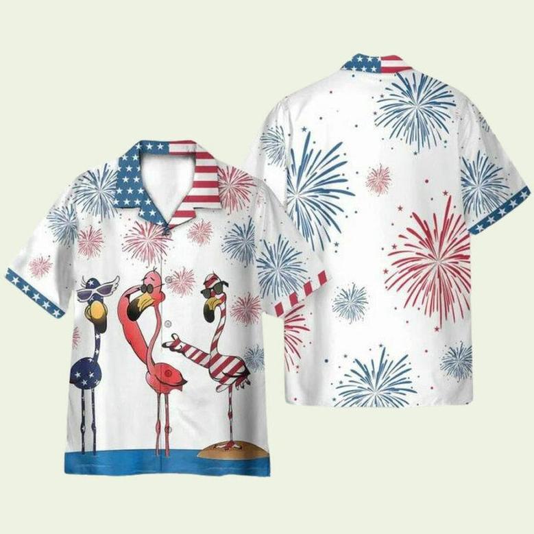 July America Independence Day Flamingo Hawaiian Shirt