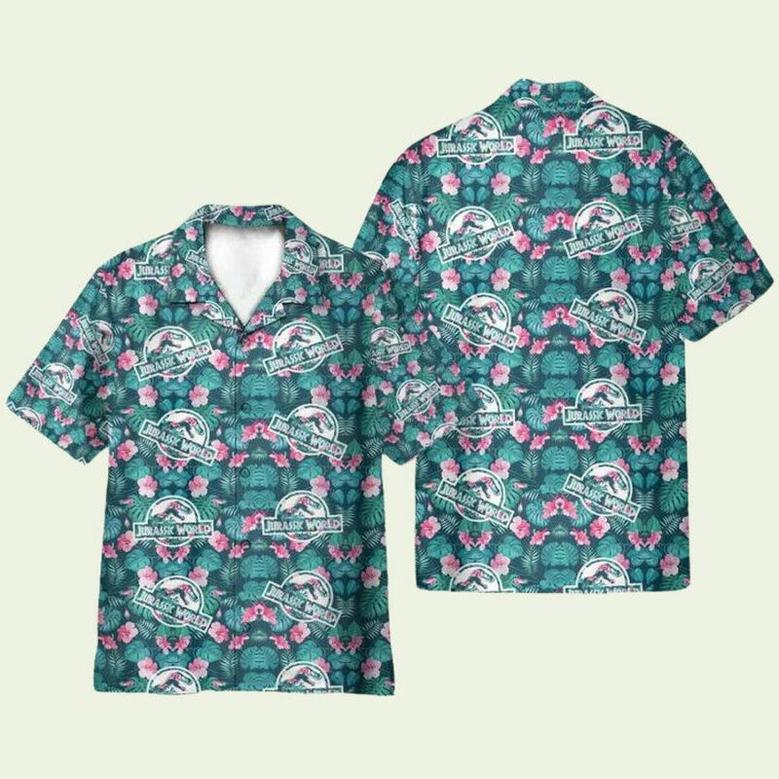 Jurassic World Movies Icon On Tropical Pattern Hawaiian Shirt