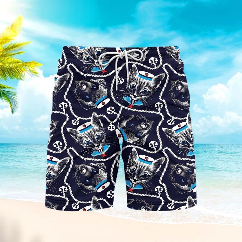 Kitten Puppy Sailor Beach Shorts For Men