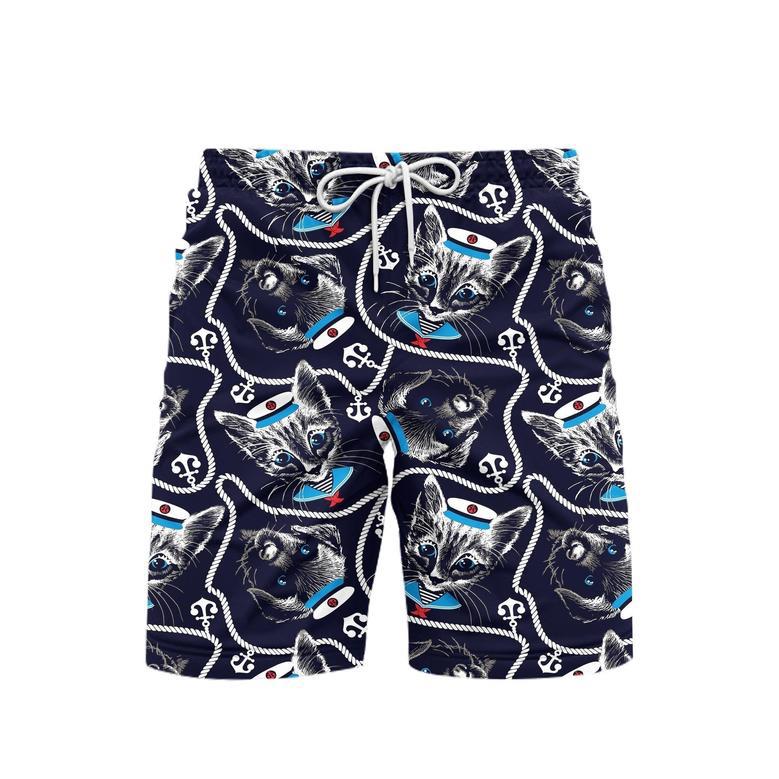 Kitten Puppy Sailor Beach Shorts For Men