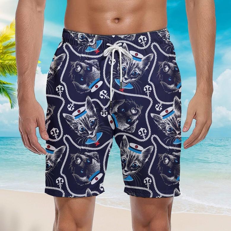 Kitten Puppy Sailor Beach Shorts For Men