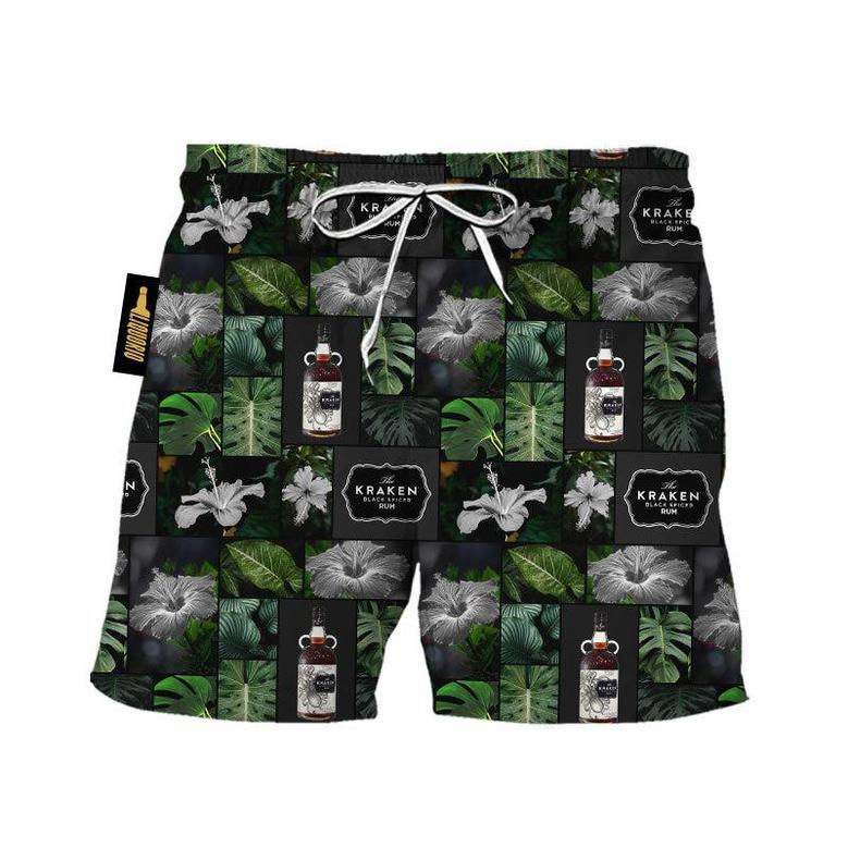 Kraken Rum Tropical Hibiscus Flower Swim Trunks