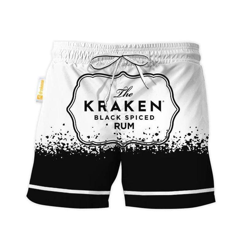 Kraken Rum White Black Basic Swim Trunks