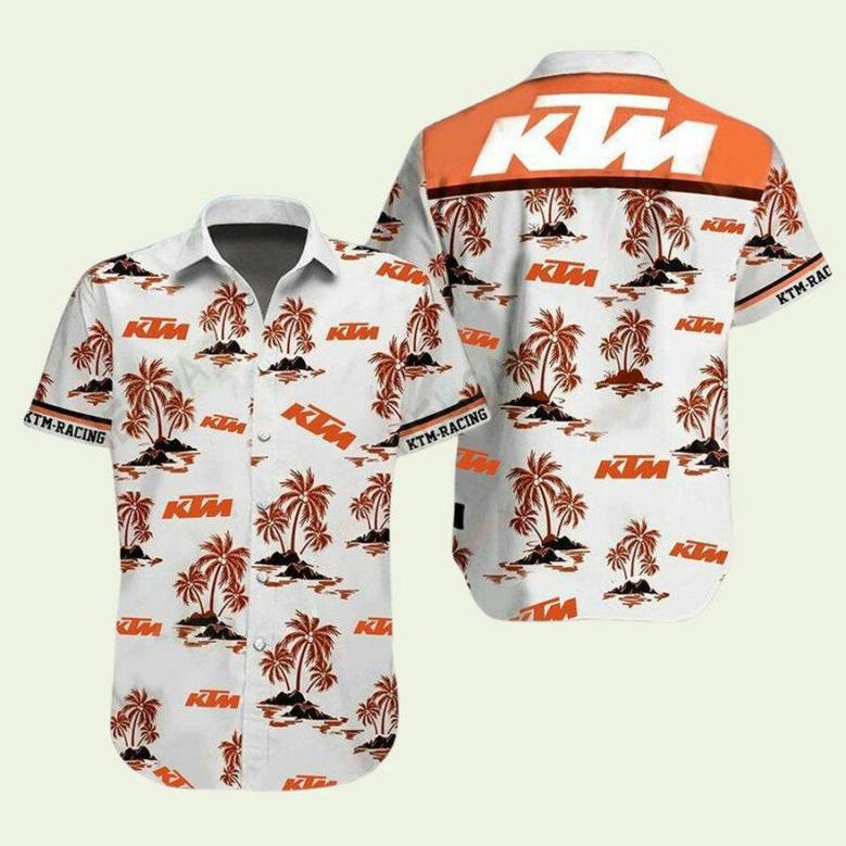 Ktm Racing Palm Tree White Shirt Hawaiian Shirt